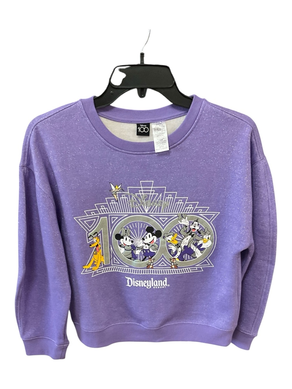 Disney Purple Sparkle 100th Anniversary Character Crewneck